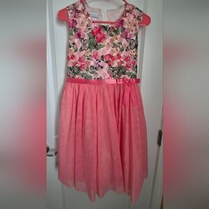 Girl's Size 18 1/2 Bonnie Jean Pink/Coral with Butterflies And Flowers